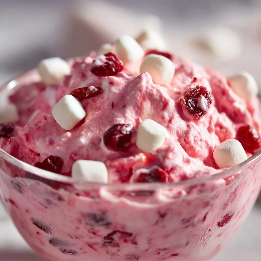 Delicious Cranberry Fluff Salad served in a bowl