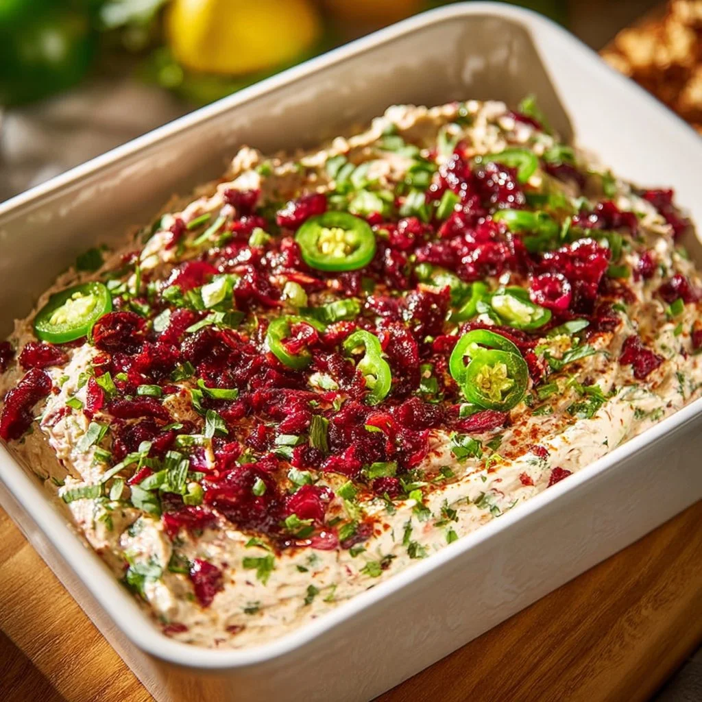 Delicious Cranberry Jalapeño Dip served in a bowl with chips