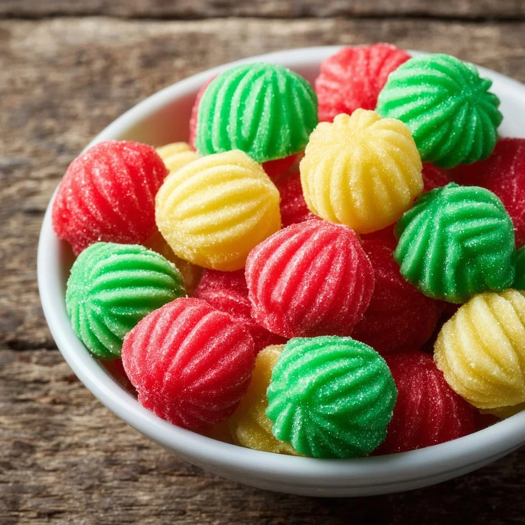 Delicious cream cheese mints on a decorative plate