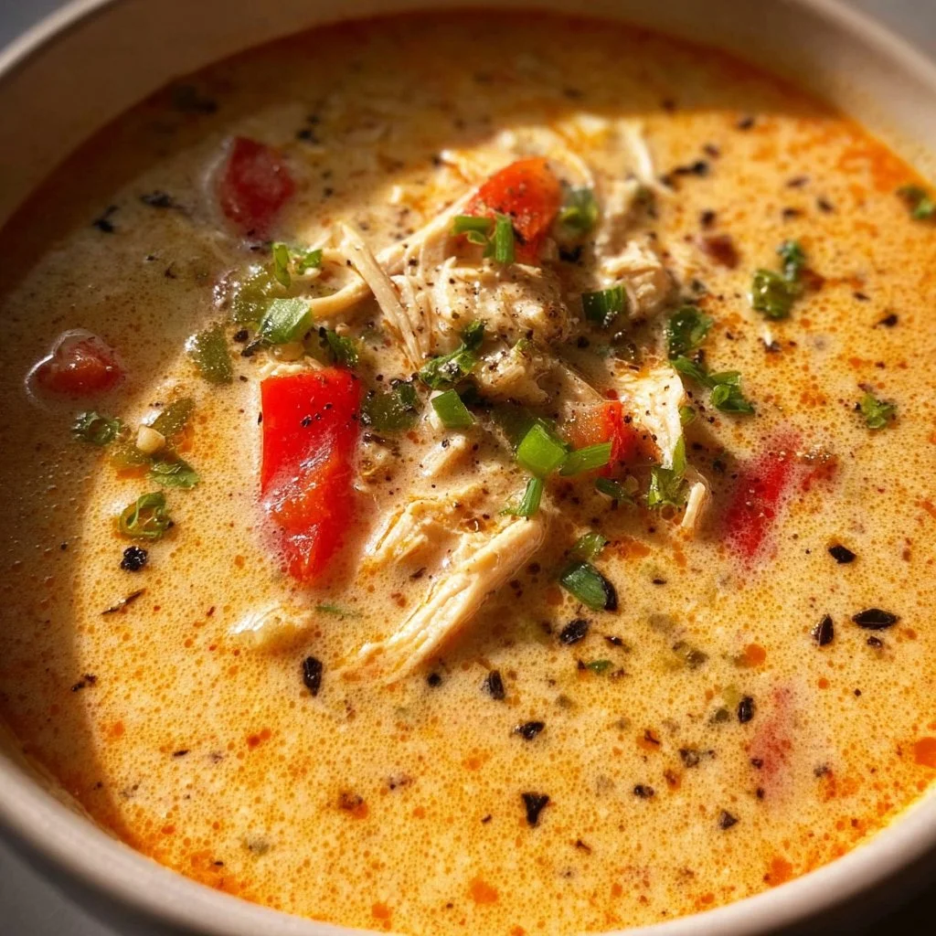 Creamy Cajun Chicken Soup garnished with parsley in a bowl