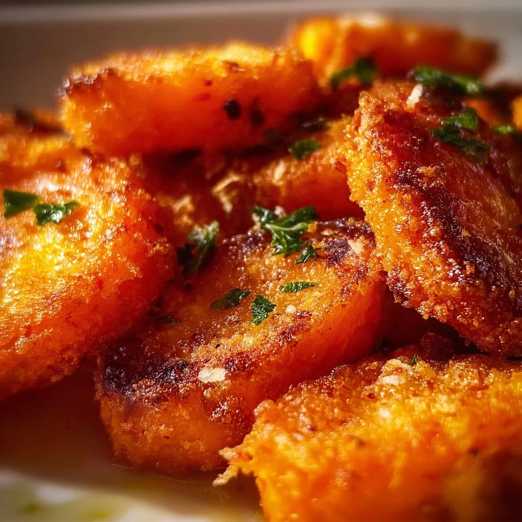 Plate of crispy smashed carrots seasoned and garnished