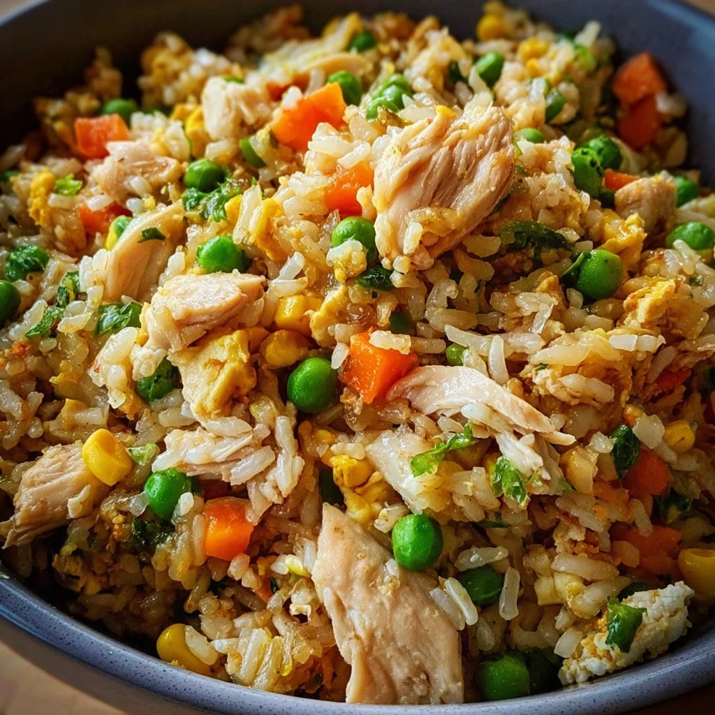 Crockpot Chicken Fried Rice with chicken and vegetables