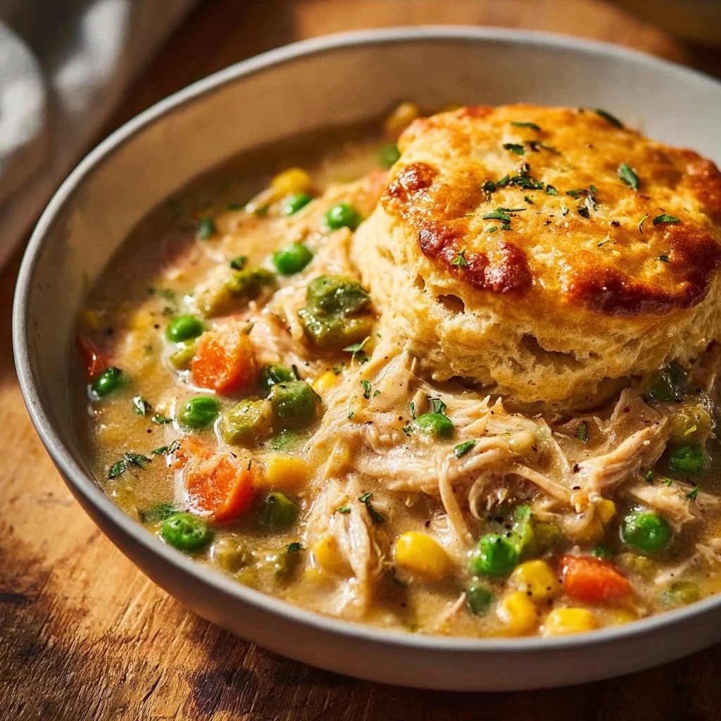 A delicious Crockpot Chicken Pot Pie with golden crust and hearty filling.
