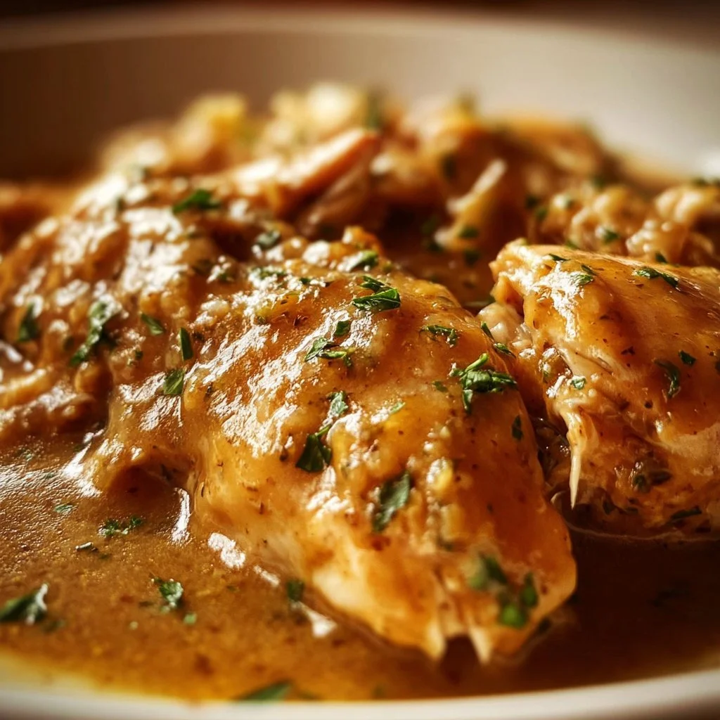 Easy crockpot chicken and gravy recipe for a simple, flavorful dinner