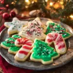 Gluten-free sugar cookies decorated with colorful icing and sprinkles