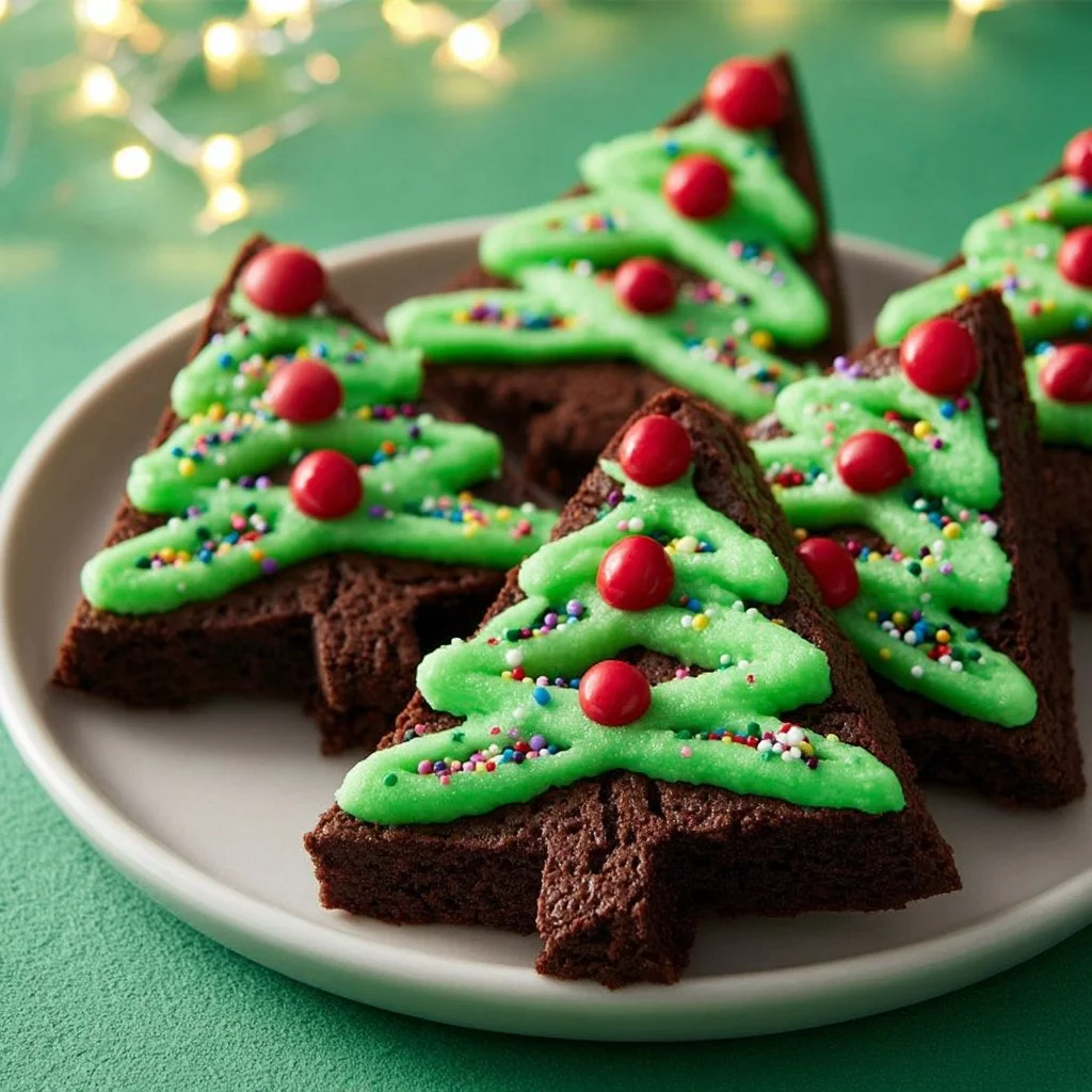 Delicious holiday brownie treats decorated with festive toppings