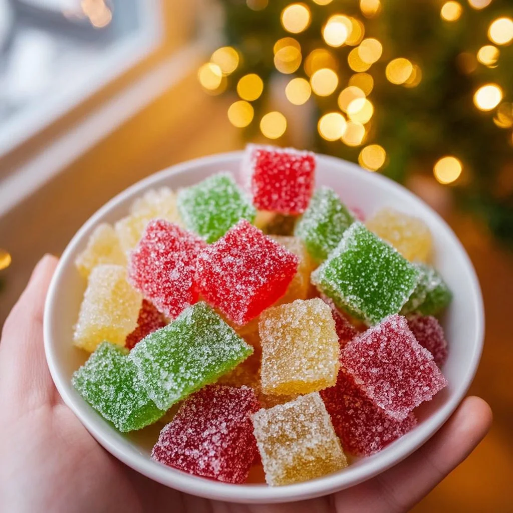 Colorful homemade gumdrops in various shapes and flavors