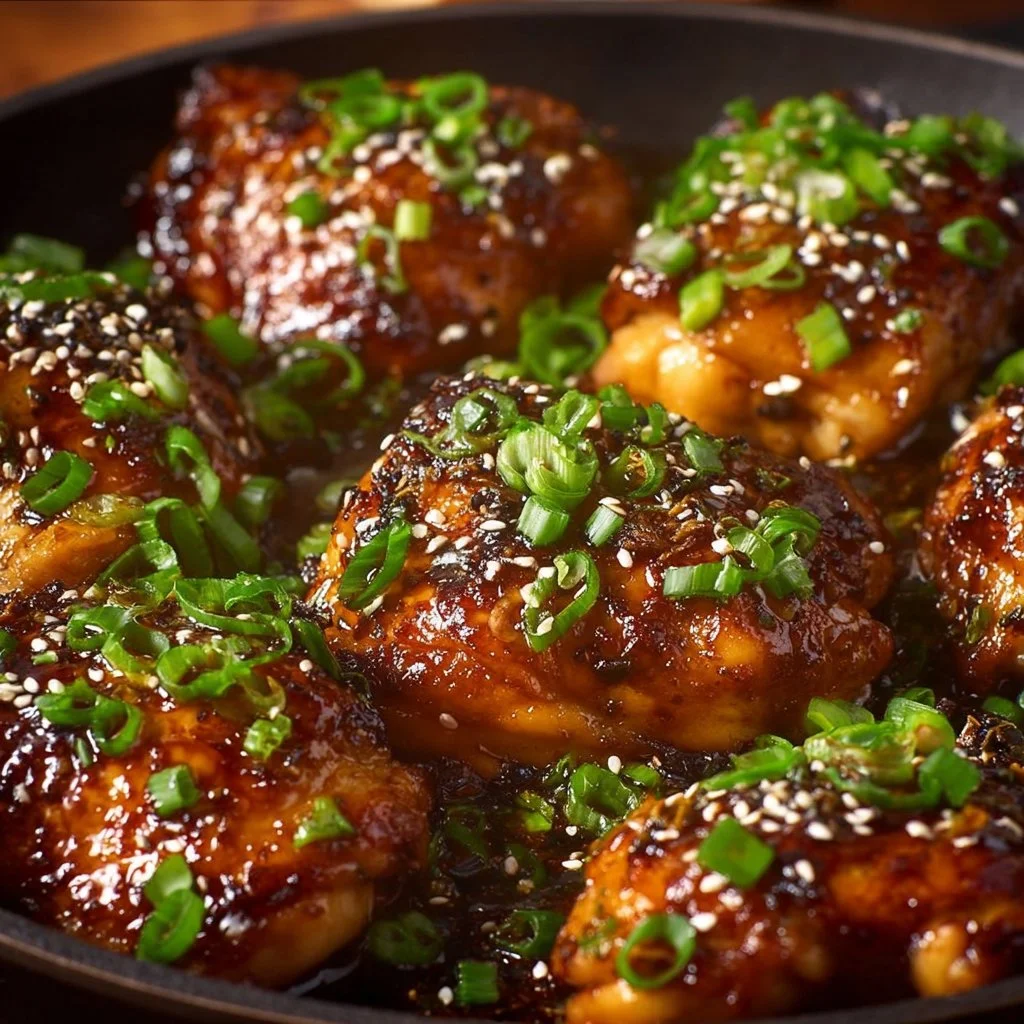 Honey Garlic Crock Pot Chicken Thighs cooked in a slow cooker
