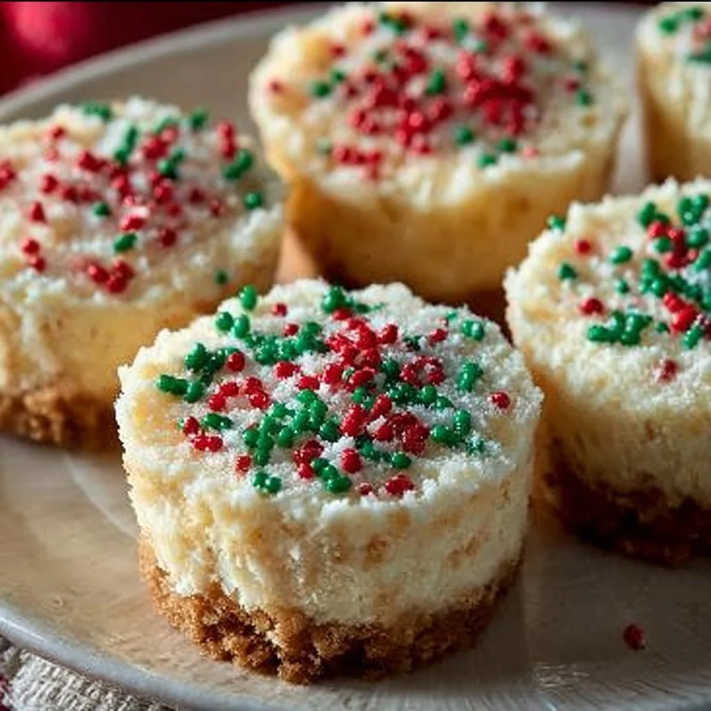 Mini Christmas cheesecakes topped with festive decorations