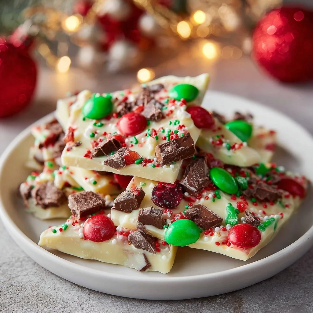 Delicious no-bake chocolate bark with toppings