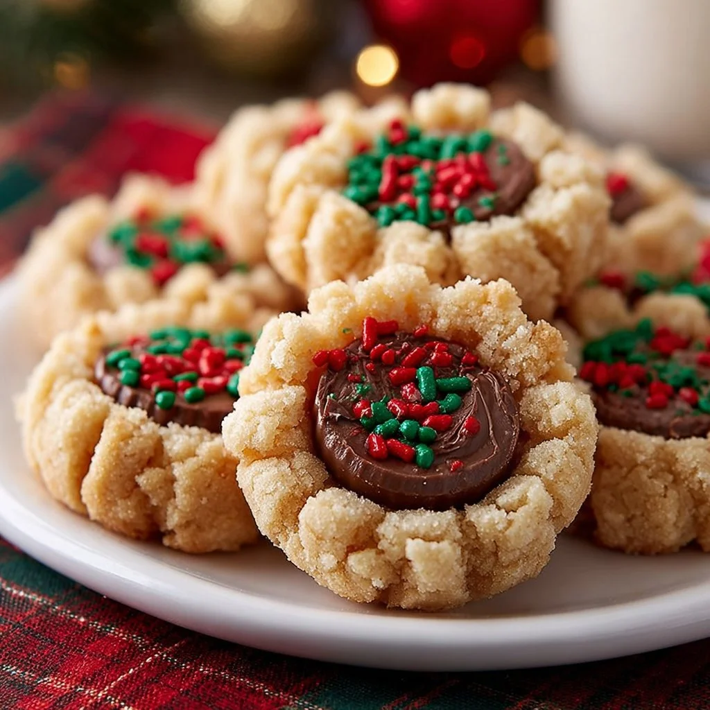 Freshly baked Peanut Butter Cup Cookies with chocolate cups