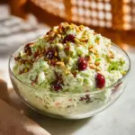 Delicious pistachio fluff dessert served in a bowl
