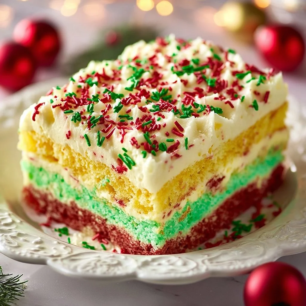 Delicious Red Velvet Poke Cake with cream cheese filling and whipped topping