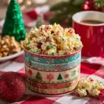 Santa Munch Christmas popcorn festive snack in a decorative bowl