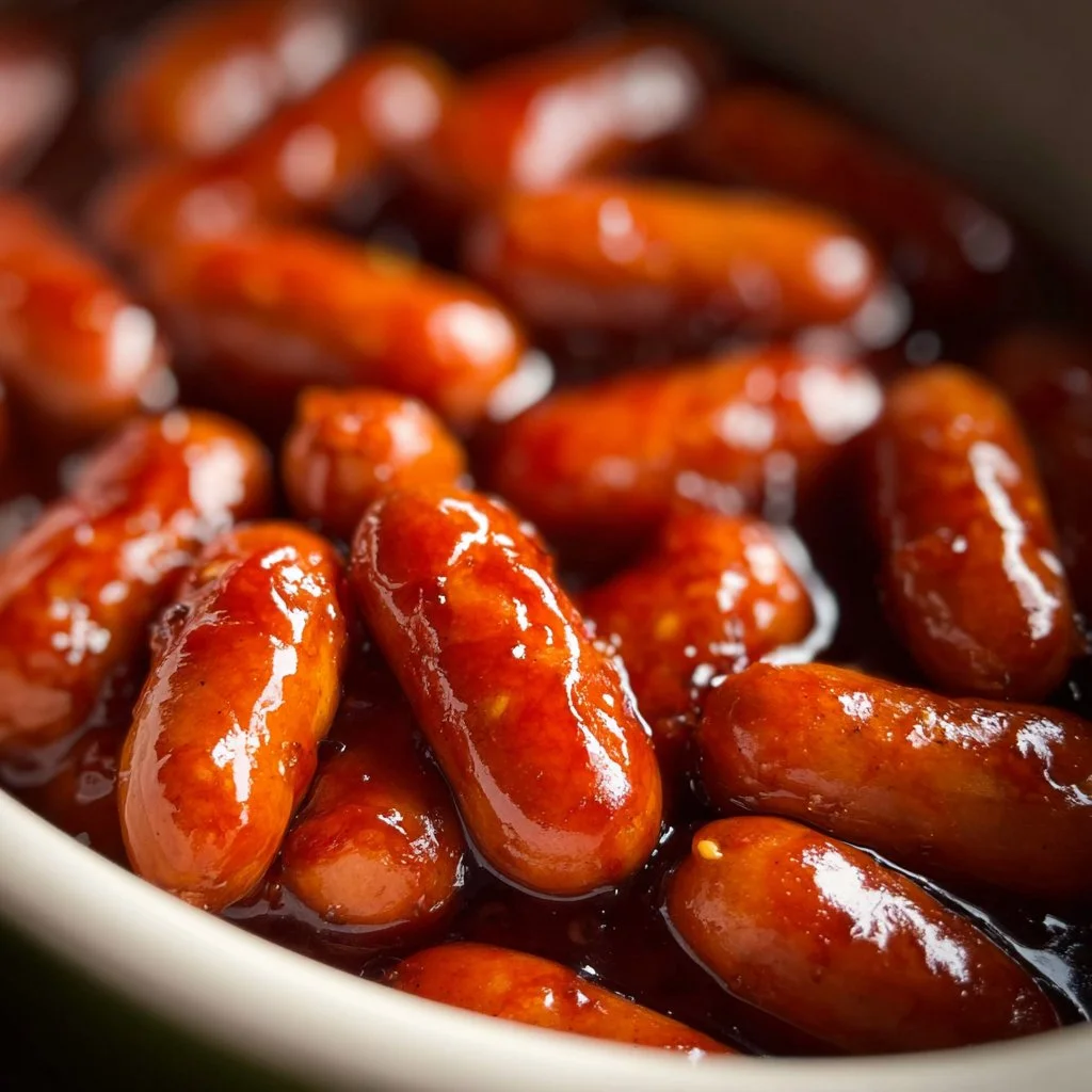 Delicious plate of Slow Cooker Little Smokies ready to serve