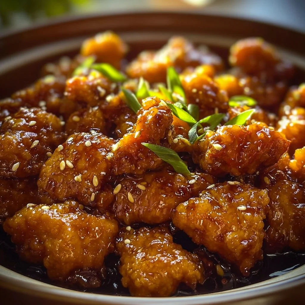 Dish of Slow Cooker Orange Chicken with rice and vegetables