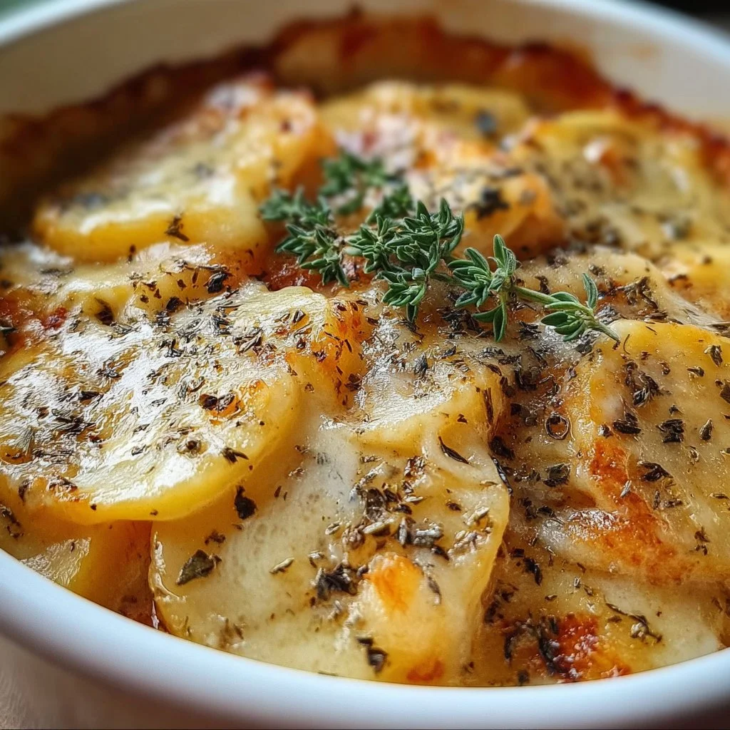 Delicious slow cooker scalloped potatoes in a creamy sauce.