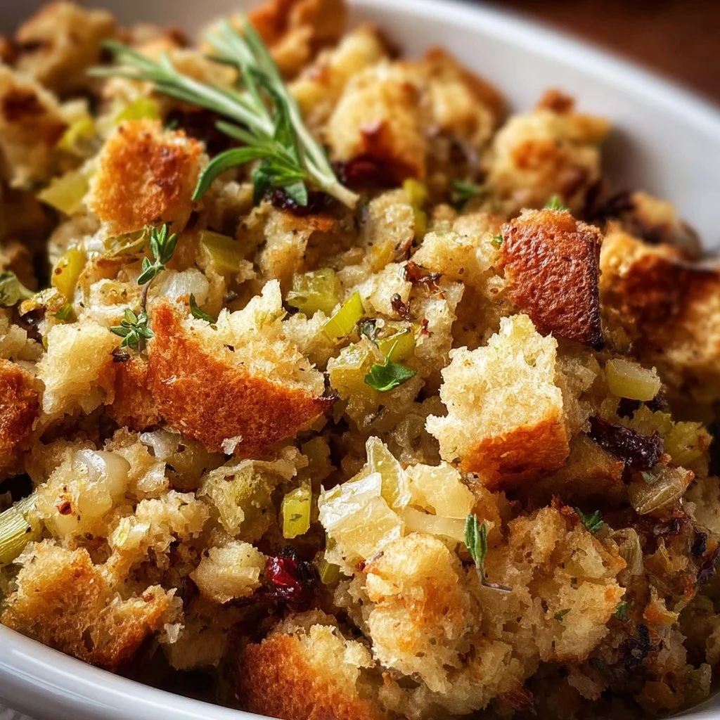 Delicious slow cooker stuffing made with herbs and spices in a crockpot.