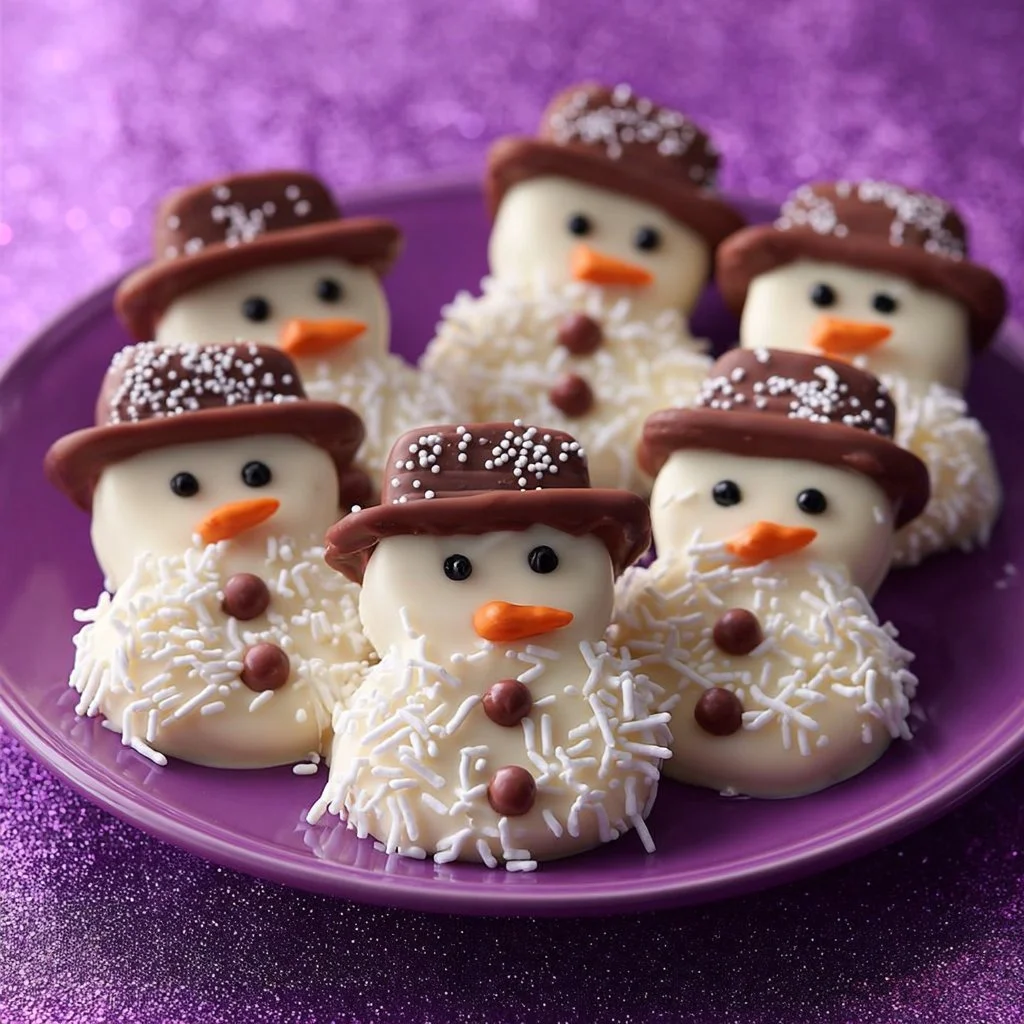 Festive snowman pretzel treats decorated for the holidays