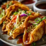 Plate of Applebee's Chicken Wonton Tacos with fresh ingredients and crispy texture