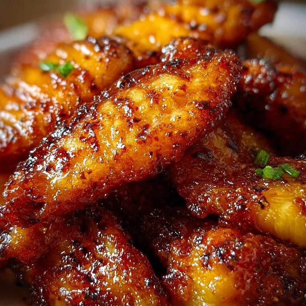 Delicious brown sugar pineapple wings served on a platter