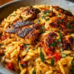 Cajun Chicken Orzo dish featuring tender chicken and flavorful spices
