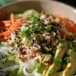 California Roll Rice Noodle Bowl with fresh ingredients and vibrant colors