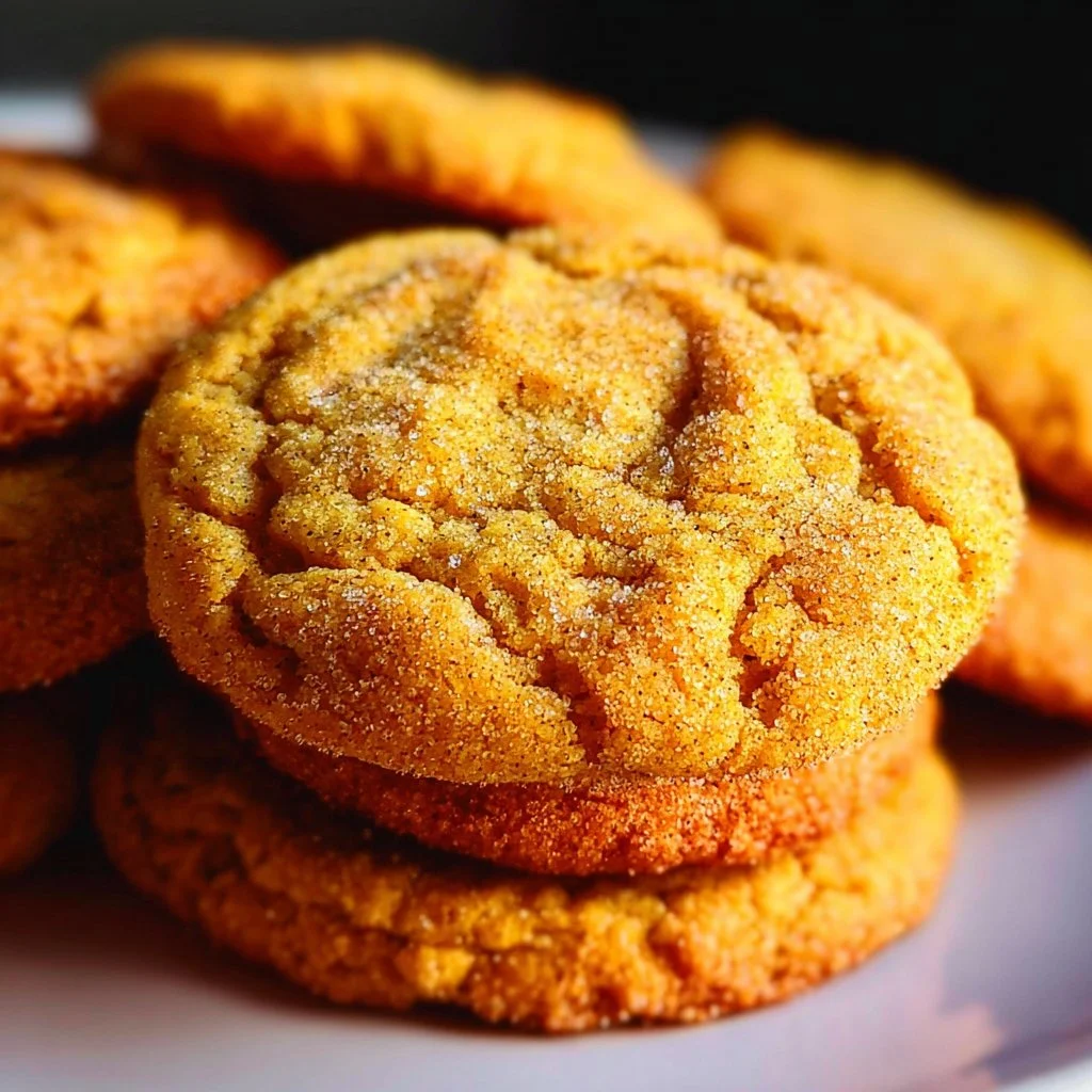 Chewy pumpkin cookies fresh out of the oven with a sprinkle of cinnamon