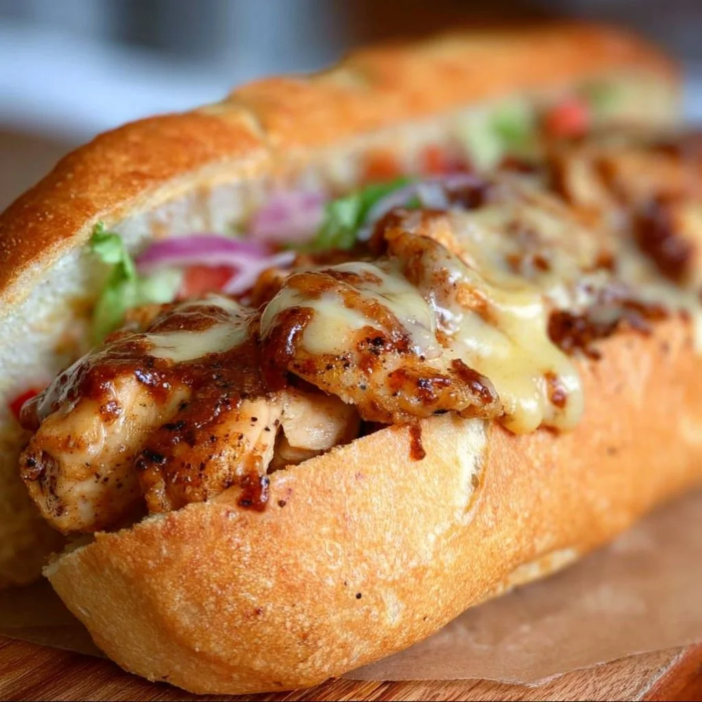 Delicious Chicken BBQ Sub Sandwich with juicy chicken and BBQ sauce