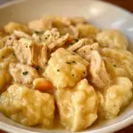 Delicious Cracker Barrel Chicken and Dumplings served in a bowl