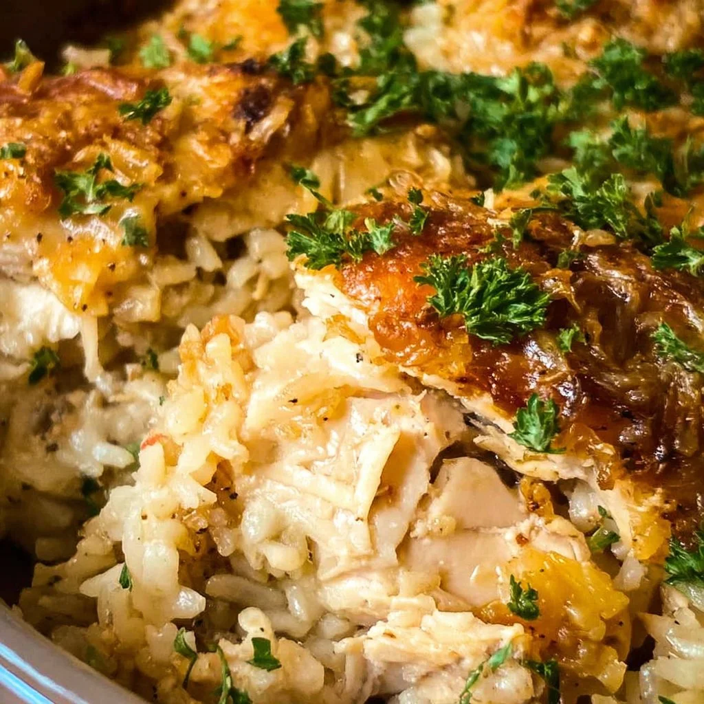 Delicious Crock-Pot chicken and rice casserole ready to serve
