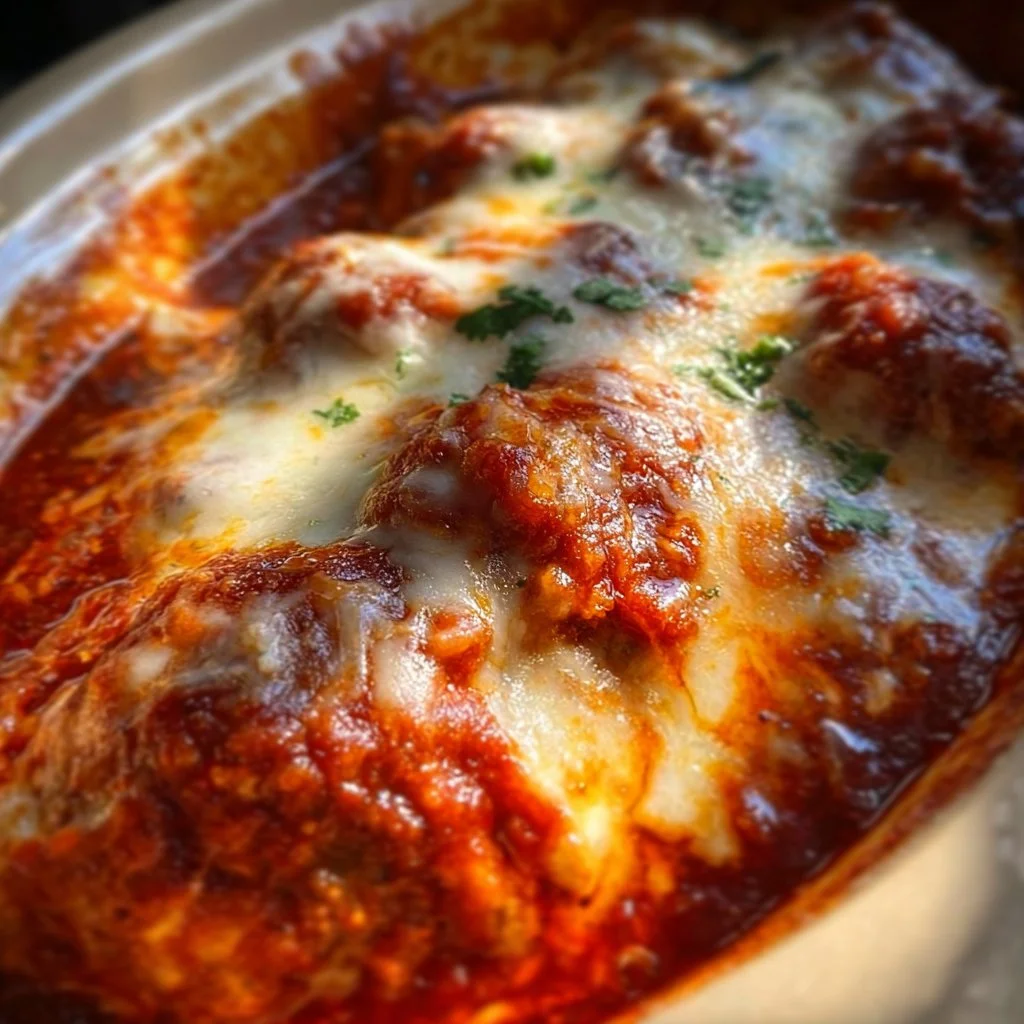 Crock-Pot Chicken Parmesan served with cheese and fresh basil