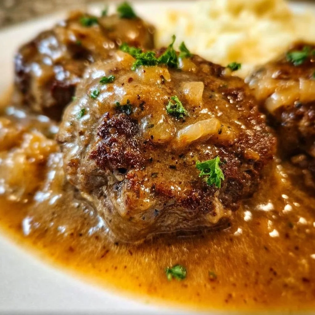 Crock Pot Salisbury Steak with tender beef patties and rich gravy
