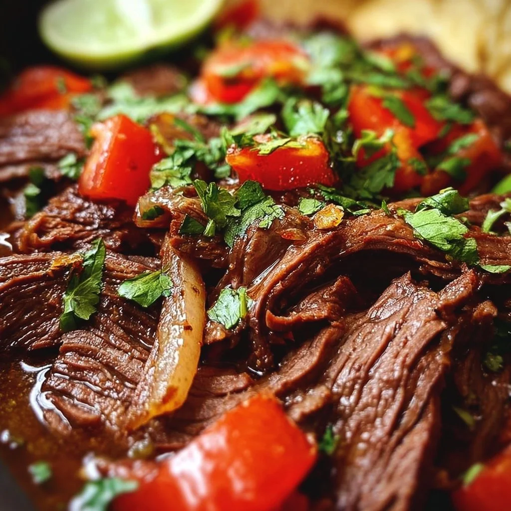 Crockpot Beef Carna Asada served with fresh toppings and tortillas