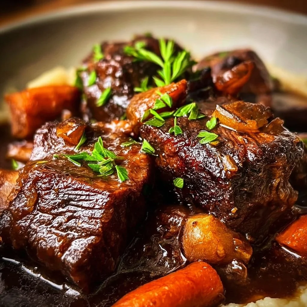 Deliciously cooked Crockpot beef short ribs served with sides