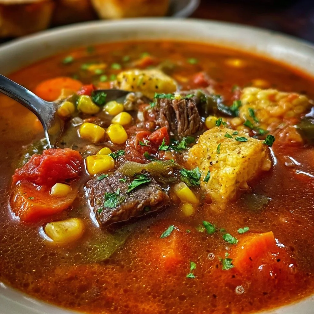 Crockpot Cowboy Soup in a bowl, a hearty and flavorful meal perfect for dinner.