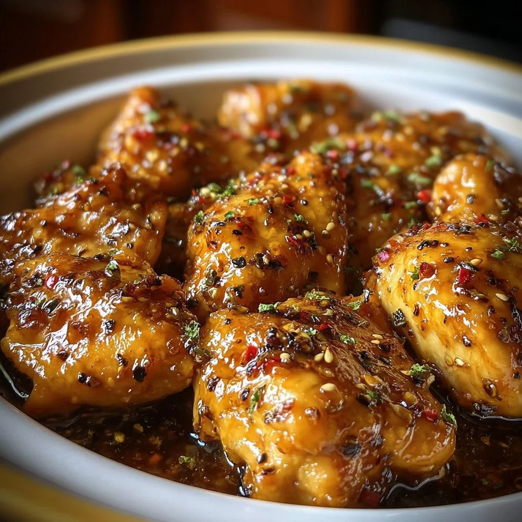 Delicious Crockpot Honey Garlic Chicken served on a plate