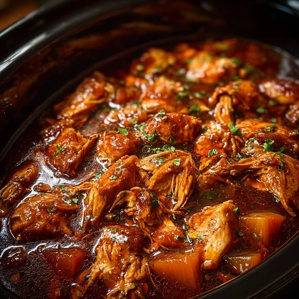 Crockpot Honey Garlic Chicken served on a plate with rice and vegetables