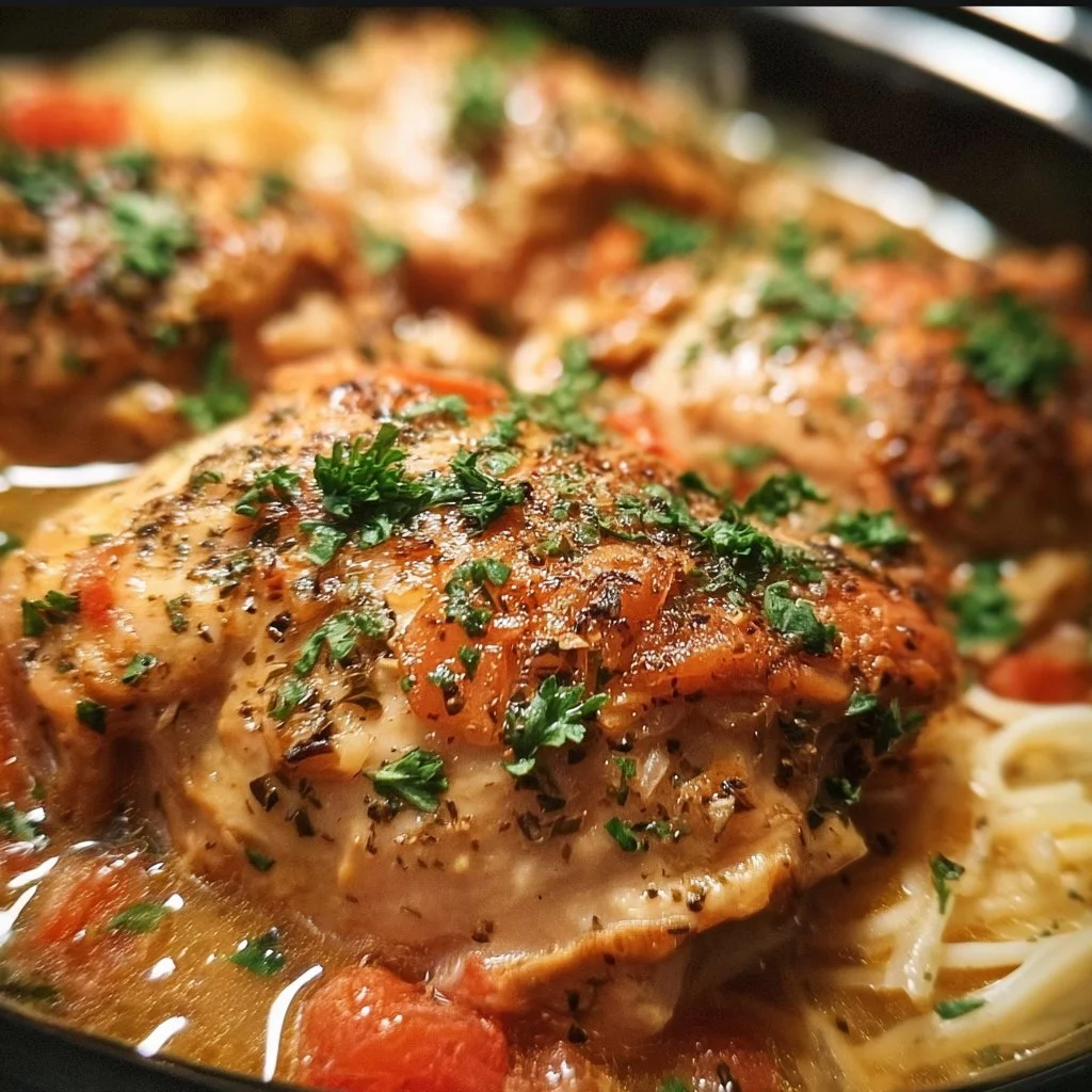 Delicious Crockpot Italian Chicken recipe with vibrant herbs and spices