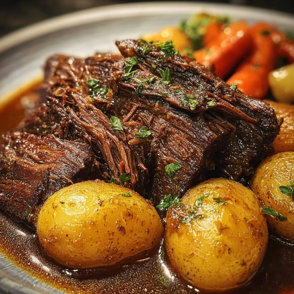 Delicious Crockpot Mississippi Pot Roast served with vegetables