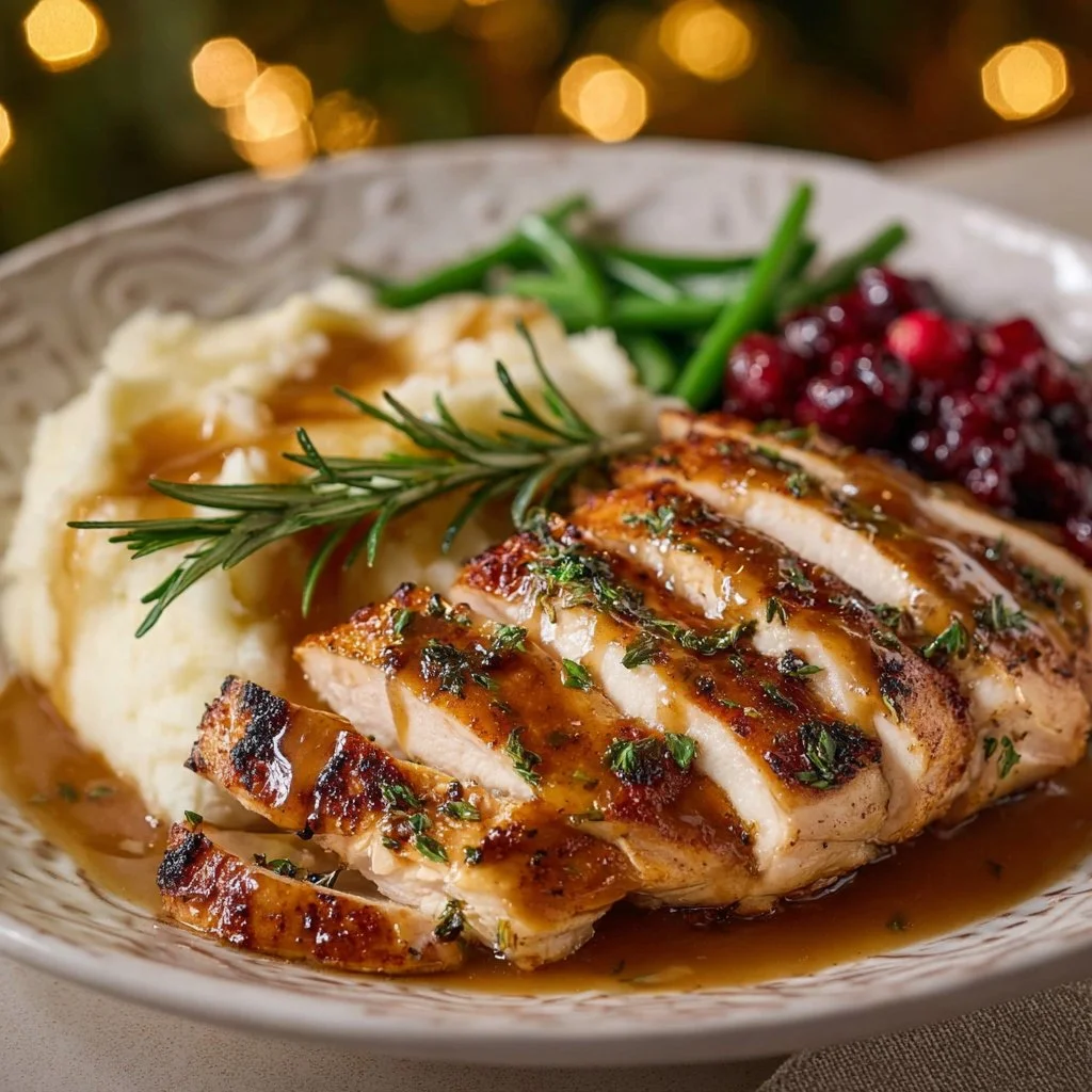 Crockpot Turkey Breast dish with herbs and spices, ready to serve.