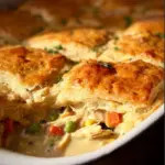 Delicious chicken pot pie made with crescent rolls, perfect for a family dinner.