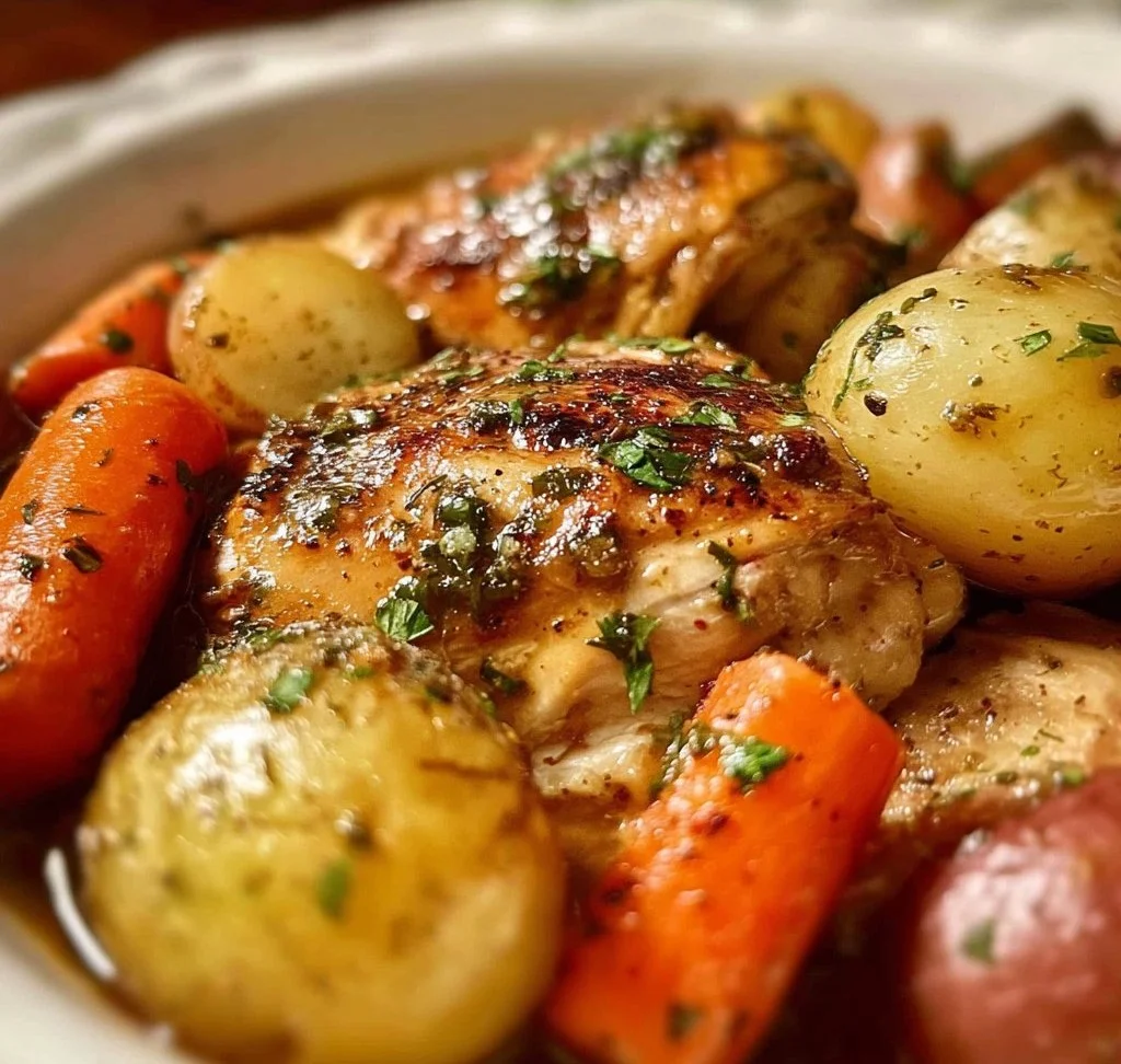 Easy Crockpot Chicken with Potatoes recipe in a slow cooker