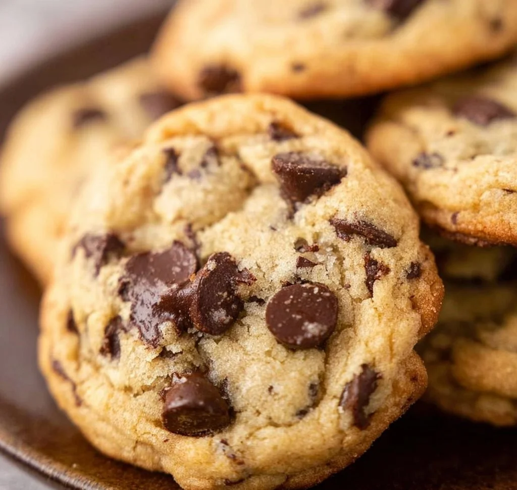 Batch of easy sourdough chocolate chip cookies on a cooling rack
