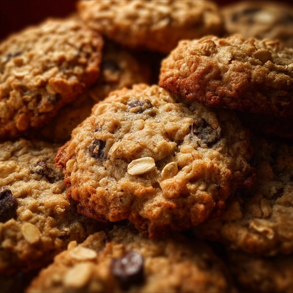Delicious homemade oatmeal cookies with chocolate chips and nuts
