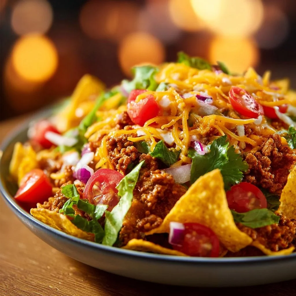 Delicious Fritos Chili Cheese Salad with vibrant ingredients and tasty toppings