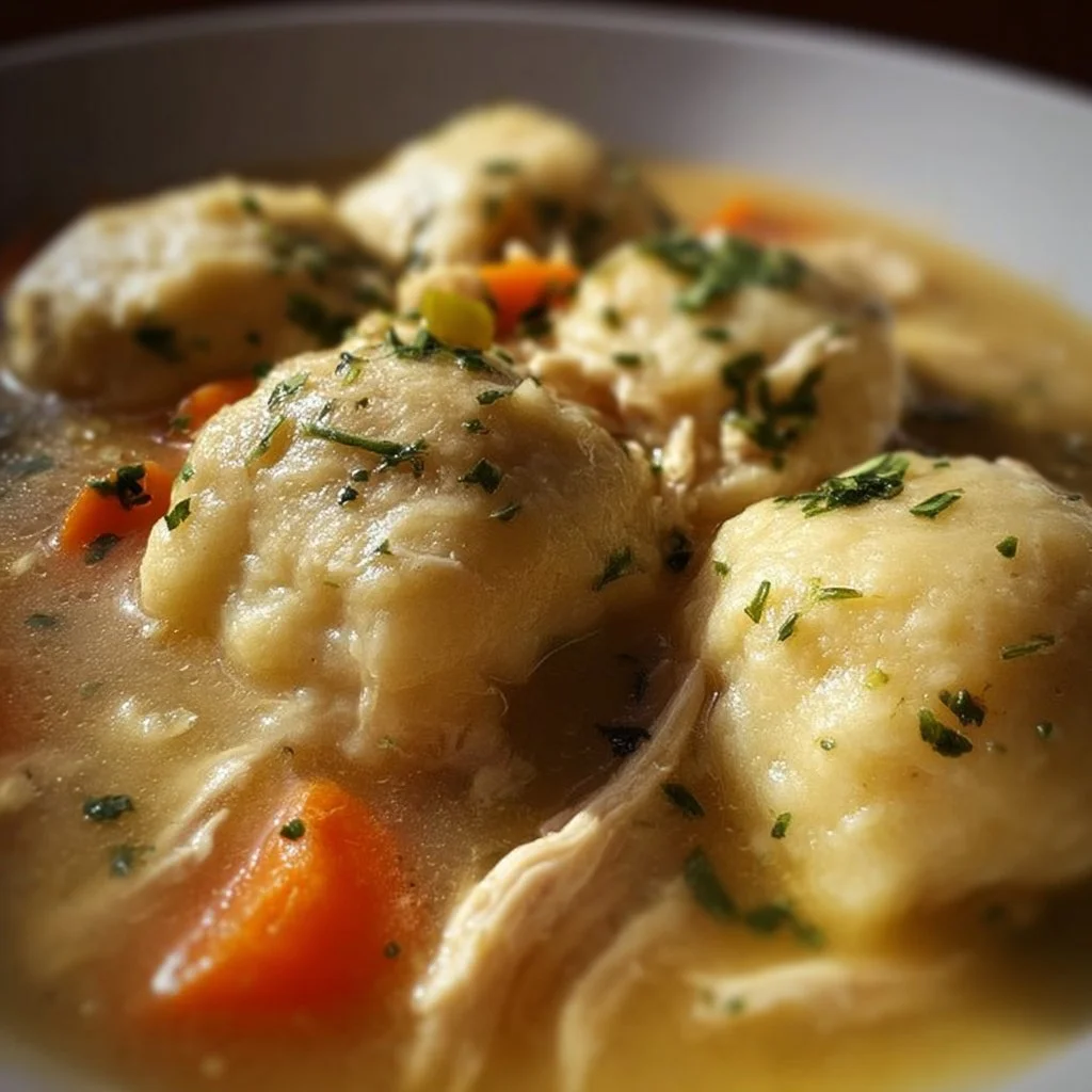 Delicious gluten-free chicken and dumplings in a bowl