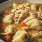Delicious Instant Pot chicken and dumplings ready to serve.