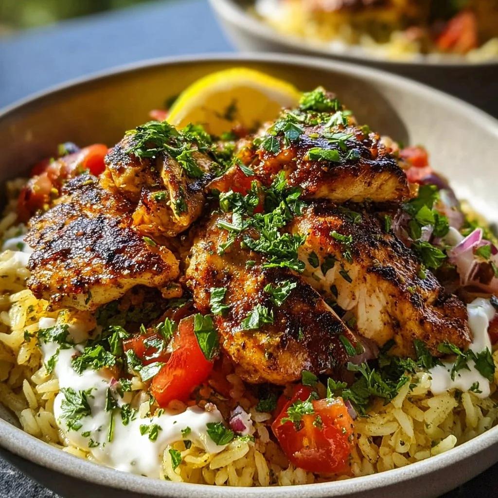 Mediterranean Chicken Bowl with fresh vegetables and herbs