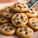 Plate of mini chocolate chip cookies ready to be enjoyed.